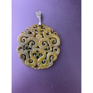 2.8"Collect China ancient Old Jade carved fengshui double Beast jade Pendant